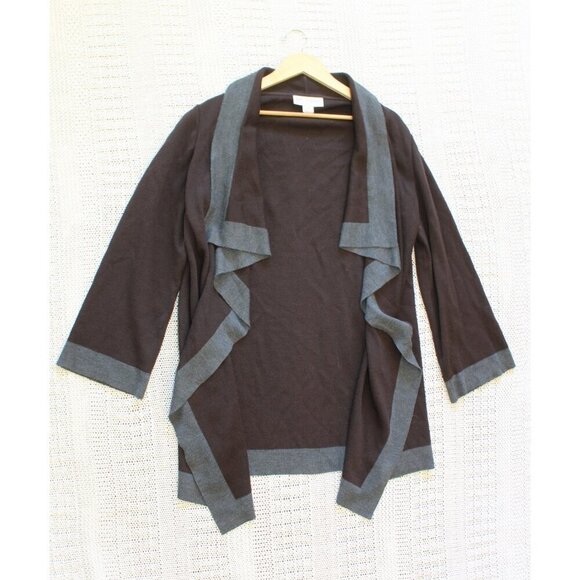 St John Open Front Cardigan Draping Cascade Size Medium Brown Santana knit Top - Picture 5 of 7